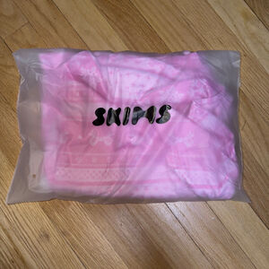 SKIMS Logo Plush Pointelle Pant Bubble Gum Bow Fairisle Size L SKU713